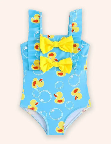 Costum de baie fără mâneci cu arc de imprimare